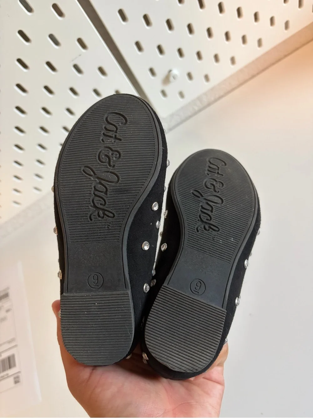 Cat & Jack Black Mary Jane Flats with Sparkling Studs. Kids size 9